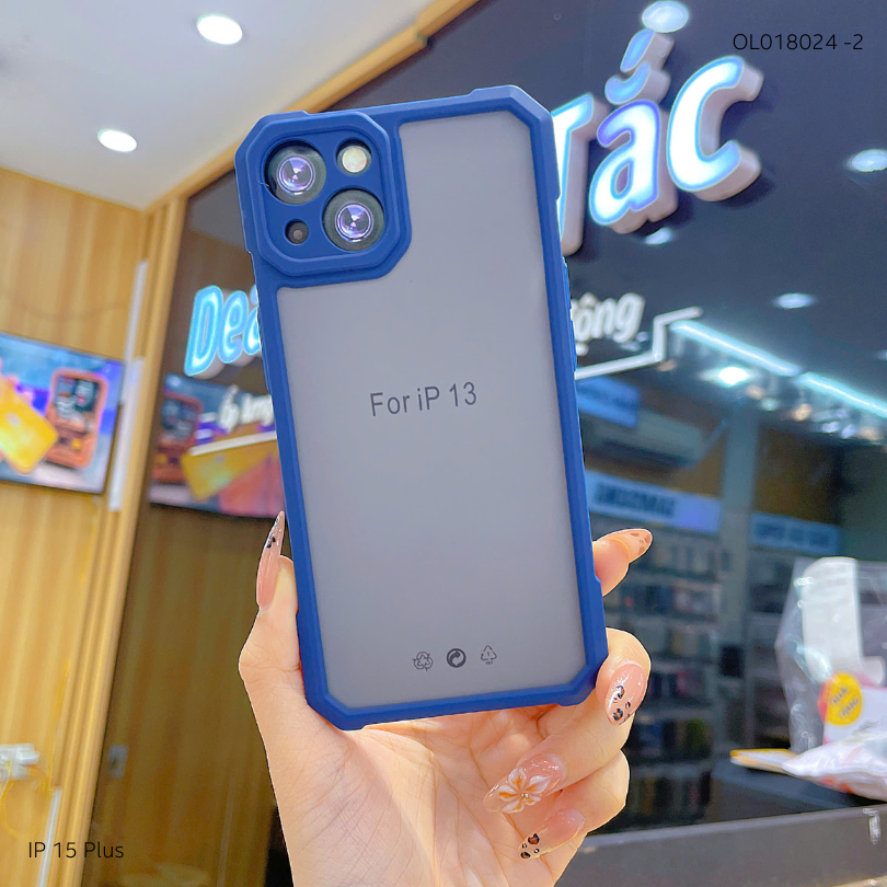 Ốp IP 15 Plus lưng nhám viền màu chống sốc
