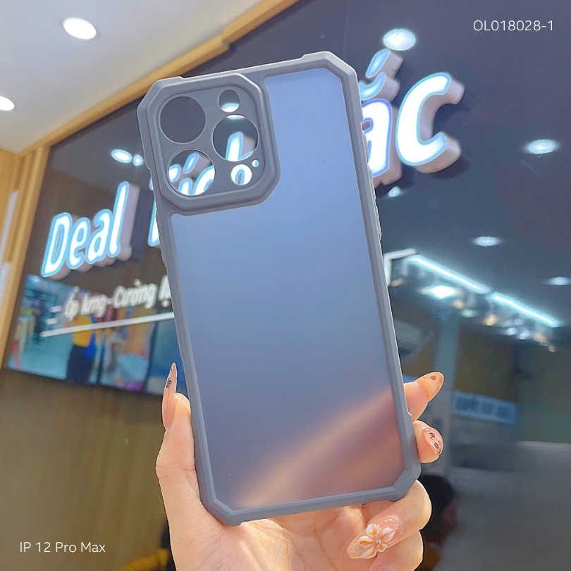 Ốp IP 12 Pro Max lưng nhám viền màu chống sốc