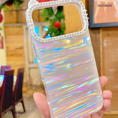 ** Ốp IP 17 Pro Max lưng thạch anh viền Kitty đính đá