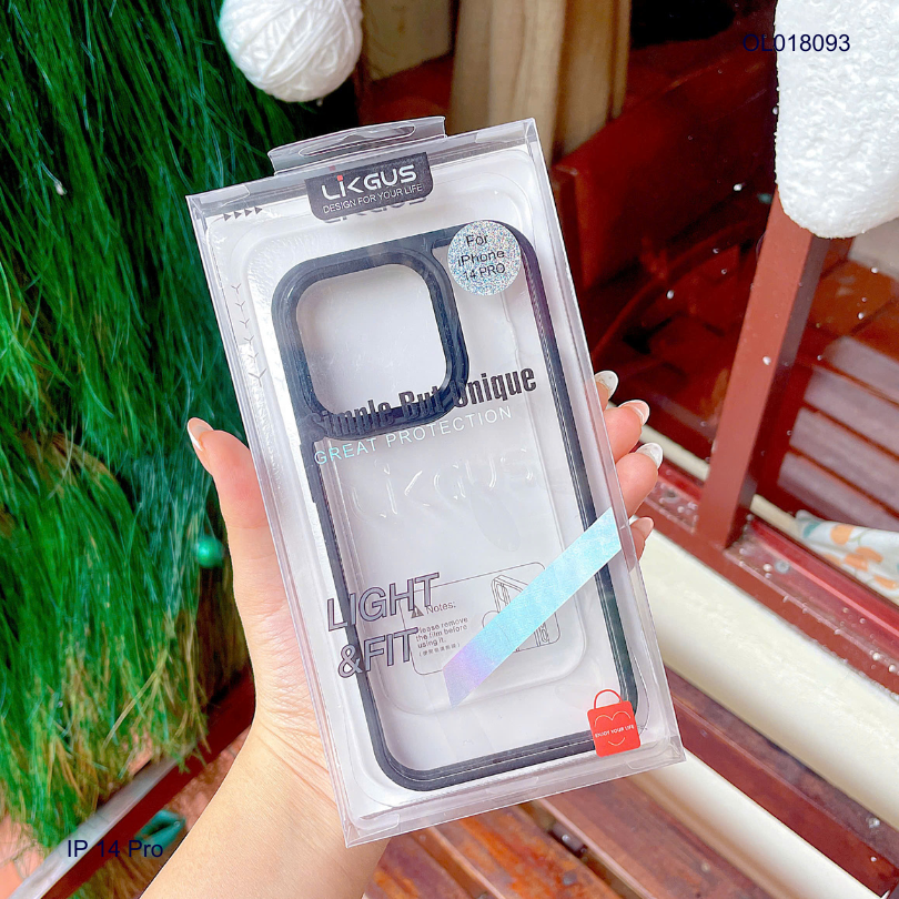 Ốp IP 14 Pro Likgus trong viền camera xi
