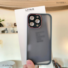 Ốp IP 14 Pro Max Likgus lưng nhám viền camera đỏ