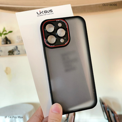 Ốp IP 14 Pro Max Likgus lưng nhám viền camera đỏ