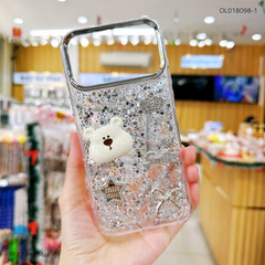 ỐP IP 17 Pro Max nhũ kim tuyến trắng sticker nổi