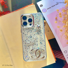 ỐP IP 13 Pro Max nhũ kim tuyến trắng sticker nổi