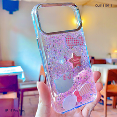 ỐP IP 17 Pro Max nhũ kim tuyến hồng sticker nổi