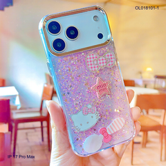 ỐP IP 17 Pro Max nhũ kim tuyến hồng sticker nổi