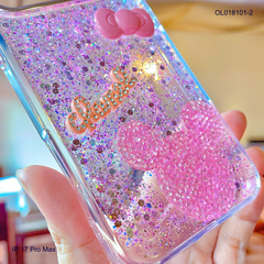 ỐP IP 17 Pro Max nhũ kim tuyến hồng sticker nổi