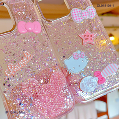 ỐP IP 13 Pro Max nhũ kim tuyến hồng sticker nổi