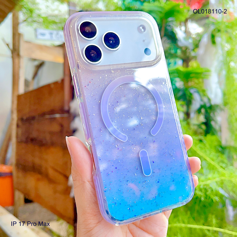 ** Ốp IP 17 Pro Max Ravaka nhũ kim tuyến magsafe loang màu