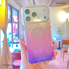 ** Ốp IP 17 Pro Max Ravaka nhũ kim tuyến magsafe loang màu