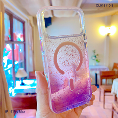 ** Ốp IP 17 Pro Max Ravaka nhũ kim tuyến magsafe loang màu