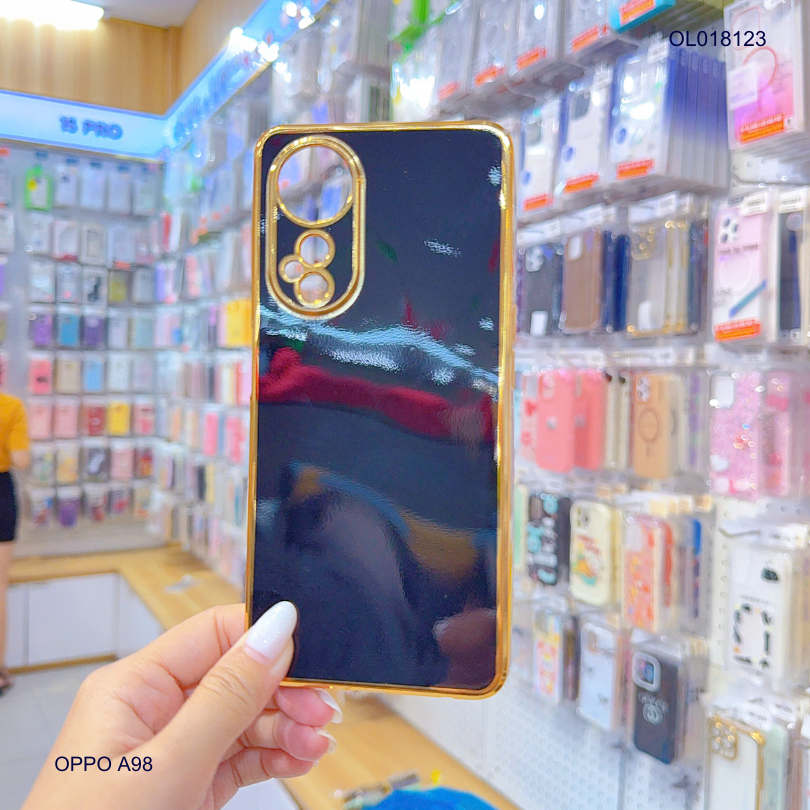 Ốp Oppo A98 full màu bóng viền xi