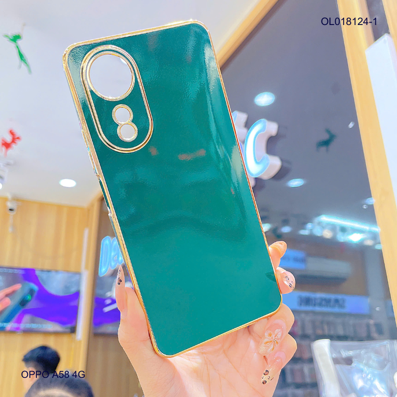 Ốp Oppo A58 full màu bóng viền xi