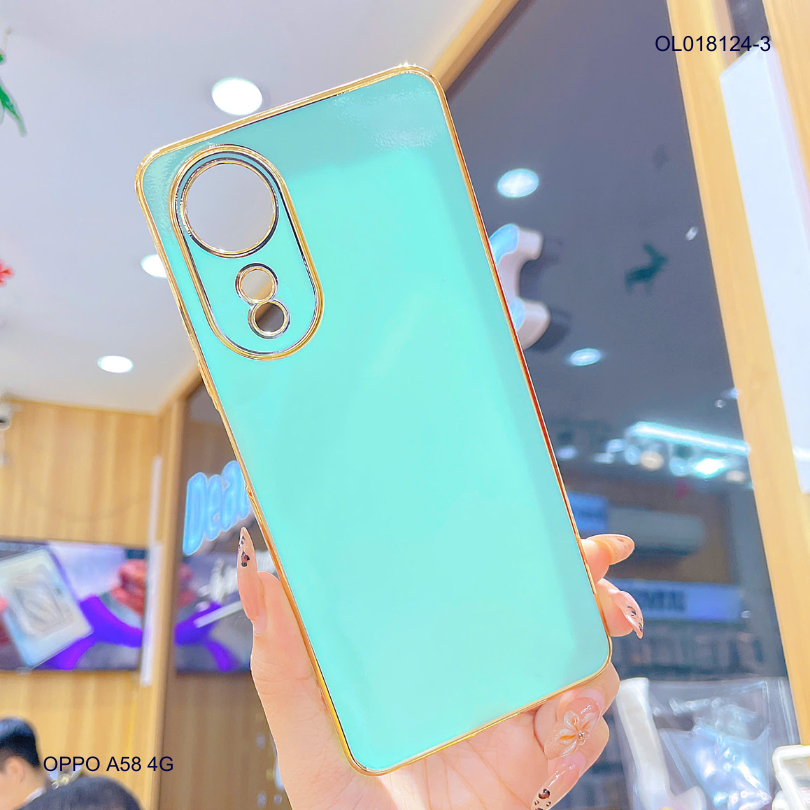 Ốp Oppo A58 full màu bóng viền xi