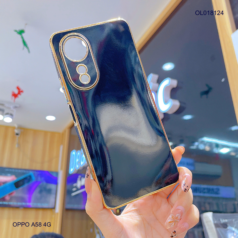 Ốp Oppo A58 full màu bóng viền xi