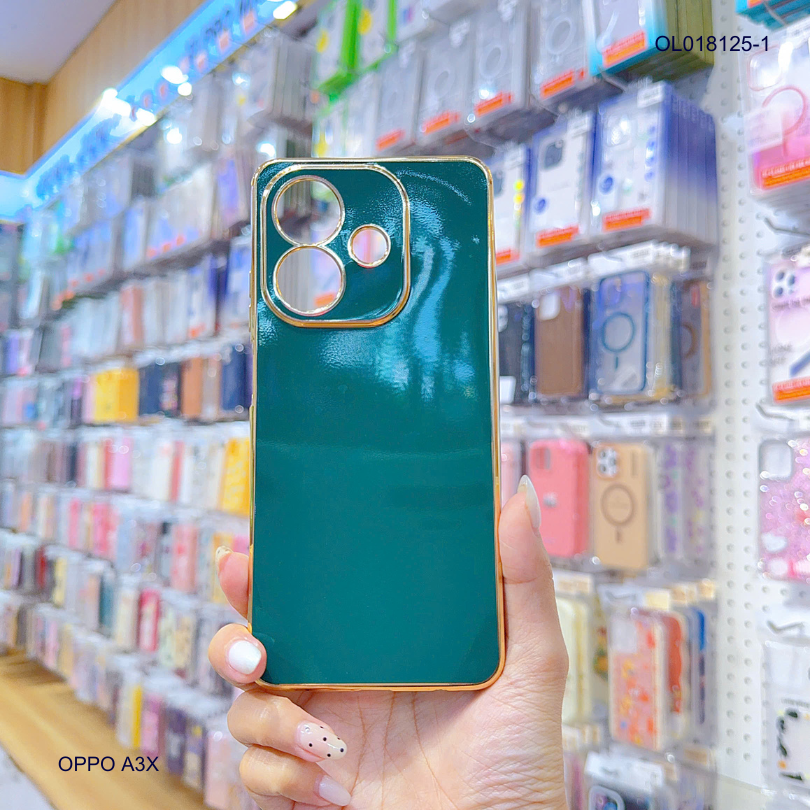 Ốp Oppo A3x full màu bóng viền xi
