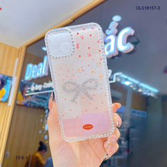 Ốp IP 13 6.1 lưng dẻo charm nơ viền đính đá nhiều hình