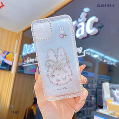 Ốp IP 13 6.1 lưng dẻo charm nơ viền đính đá nhiều hình