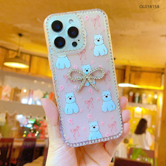 Ốp IP 12 Pro Max lưng dẻo charm nơ viền đính đá nhiều hình