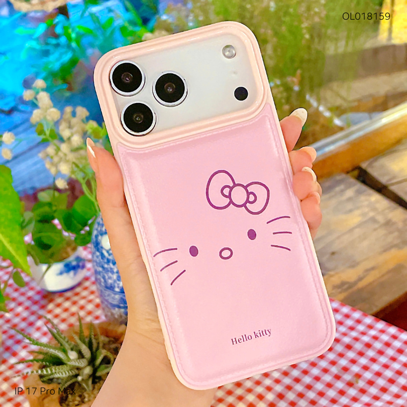 ** Ốp IP 17 Pro Max vân da phồng viền dẻo hồng