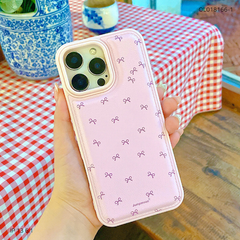 ** Ốp IP 13 6.1 vân da phồng viền dẻo hồng