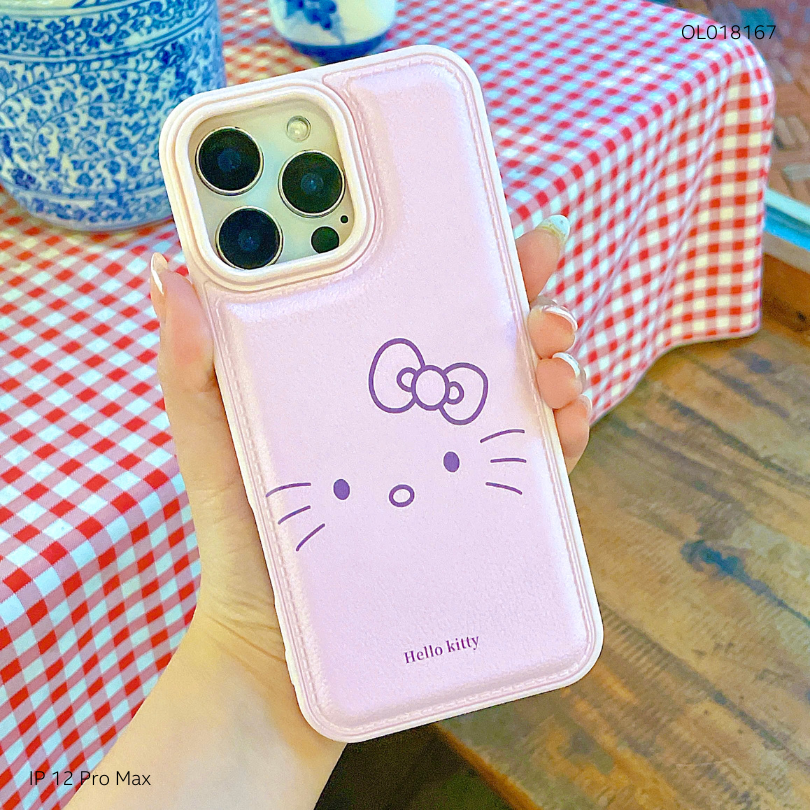 ** Ốp IP 12 Pro Max vân da phồng viền dẻo hồng