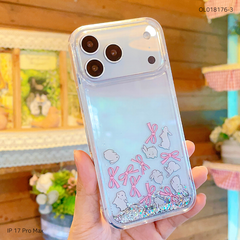 ** Ốp IP 17 Pro Max lưng nhũ nước kim tuyến kèm charm