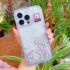 ** Ốp IP 12 Pro Max lưng nhũ nước kim tuyến kèm charm