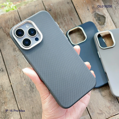 ** Ốp IP 16 Pro Max vân sần trơn camera bạc