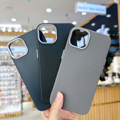 ** Ốp IP 15 6.1 vân sần trơn camera bạc