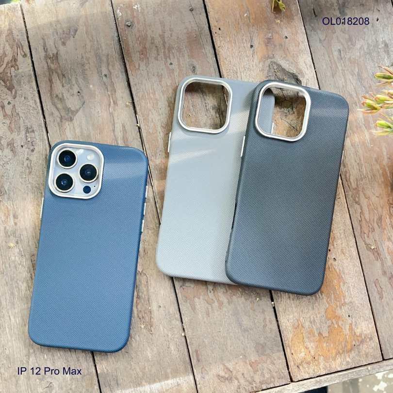 ** Ốp IP 12 Pro Max vân sần trơn camera bạc