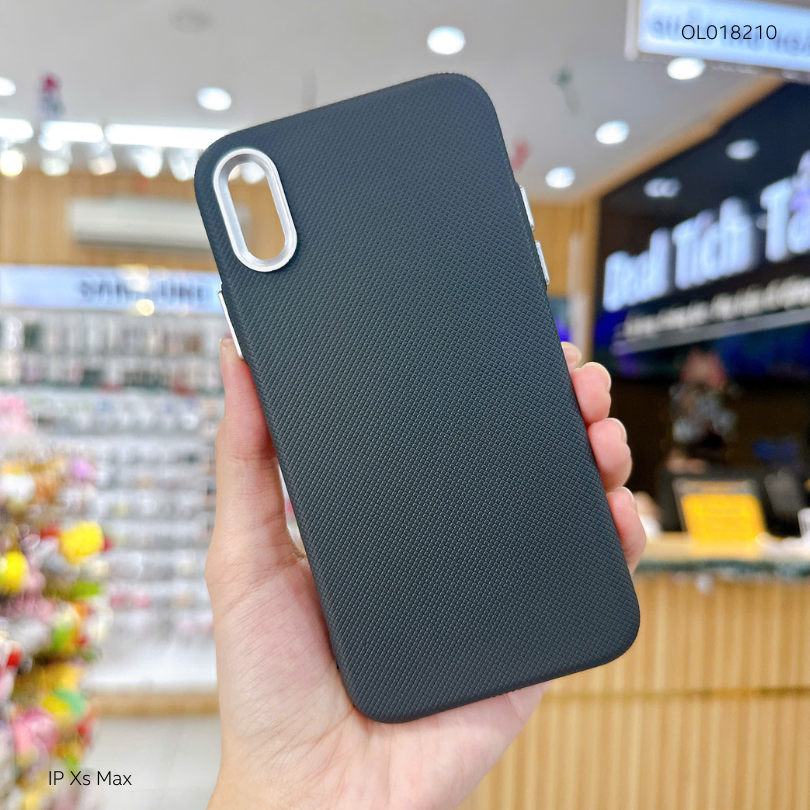 ** Ốp IP Xs Max vân sần trơn camera bạc