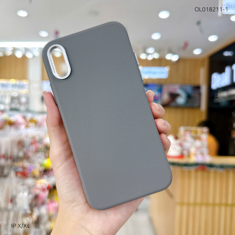 ** Ốp IP X/Xs vân sần trơn camera bạc