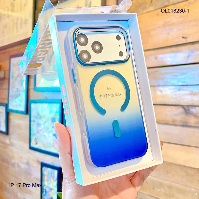 ** Ốp IP 17 Pro Max Kingbon lưng nhám magsafe loang màu đệm viền