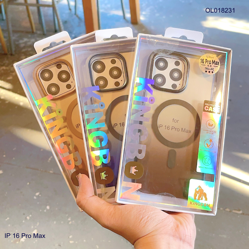 ** Ốp IP 16 Pro Max Kingbon lưng nhám magsafe loang màu đệm viền