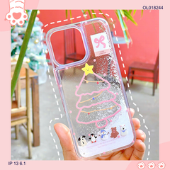 Ốp IP 13 6.1 nhũ nước cát trắng cây thông noel hồng