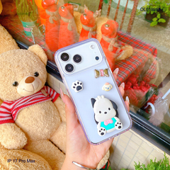 Ốp IP 17 Pro Max lưng trong kèm Popsocket cún Sanrio