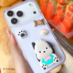 Ốp IP 17 Pro Max lưng trong kèm Popsocket cún Sanrio