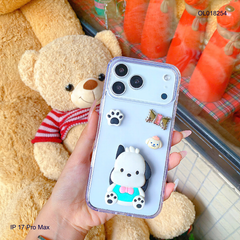 Ốp IP 17 Pro Max lưng trong kèm Popsocket cún Sanrio