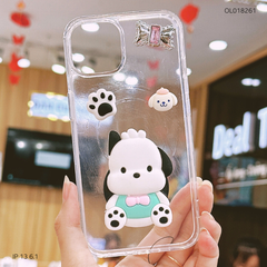Ốp IP 13 6.1 lưng trong kèm Popsocket cún Sanrio