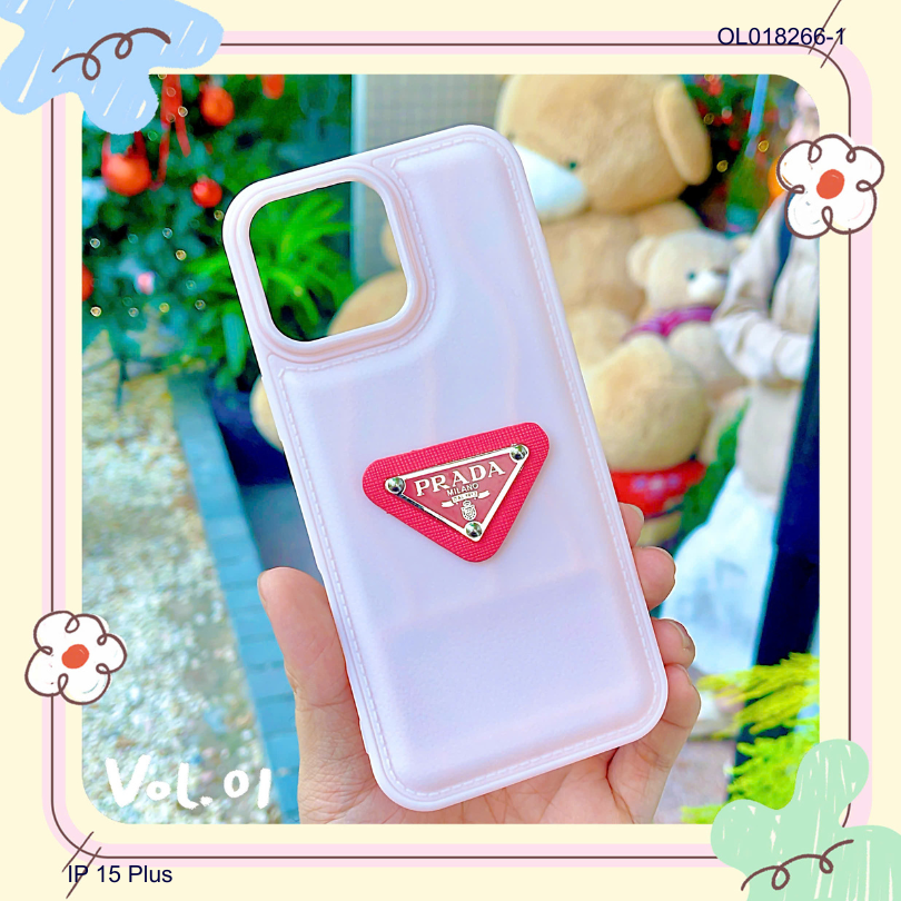 ** ỐP IP 15 Plus vân da phồng Prada