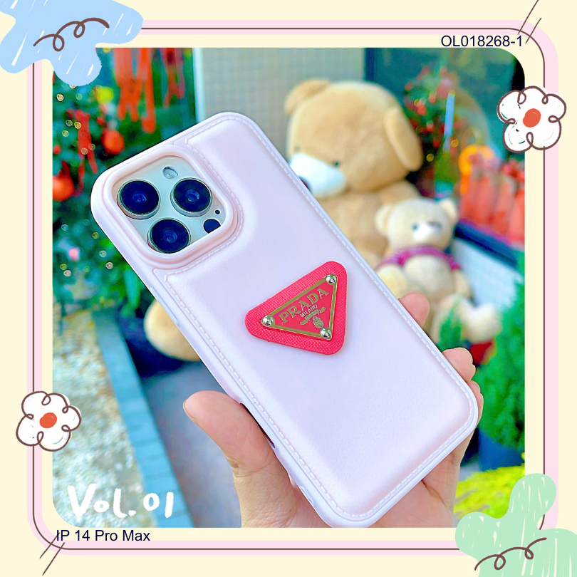 ** ỐP IP 14 Pro Max vân da phồng Prada