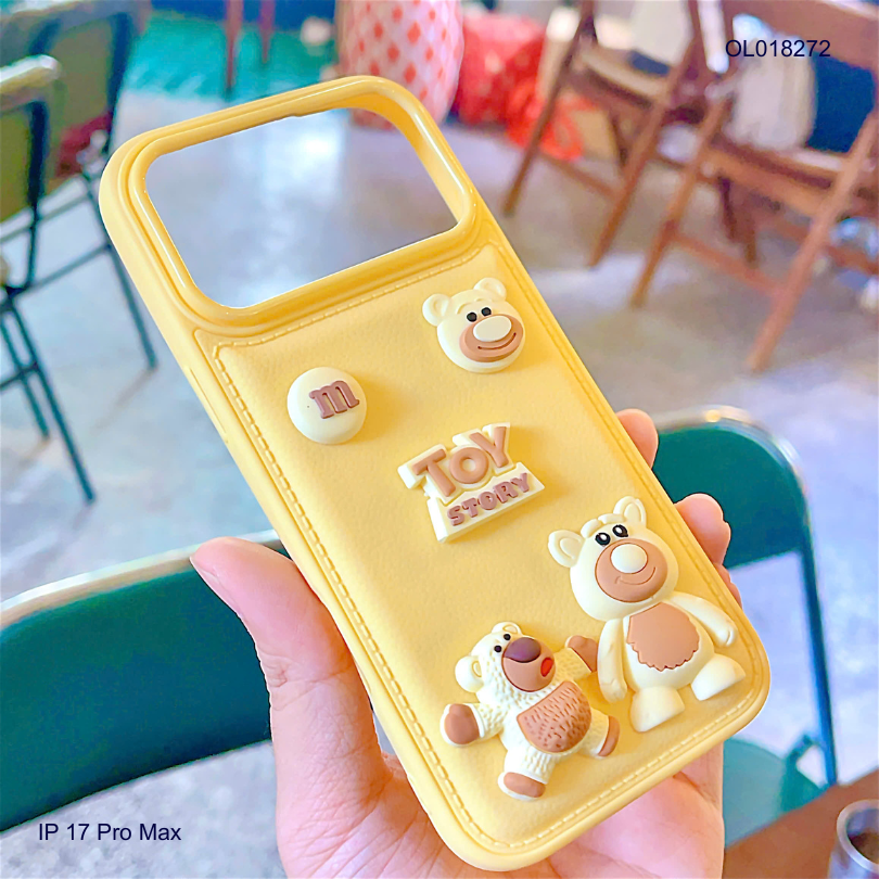** Ốp IP 17 Pro Max vân da phồng charm nổi Toy Story