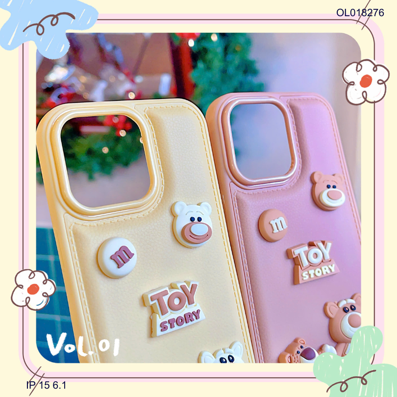 ** Ốp IP 15 6.1 vân da phồng charm nổi Toy Story
