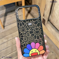 ** Ốp IP 17 Pro Max hoamặt cười đen