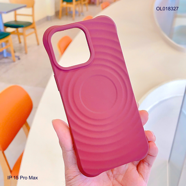 ** Ốp IP 15 Pro Max dẻo magsafe vân sóng đỏ đô