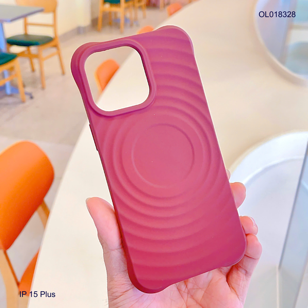 ** Ốp IP 15 Plus dẻo magsafe vân sóng đỏ đô