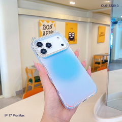 ** Ốp IP 17 Pro Max viền camera Kitty đá nền trơn ánh kim