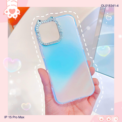 ** Ốp IP 15 Pro Max viền camera Kitty đá nền trơn ánh kim