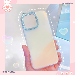 ** Ốp IP 13 Pro Max viền camera Kitty đá nền trơn ánh kim